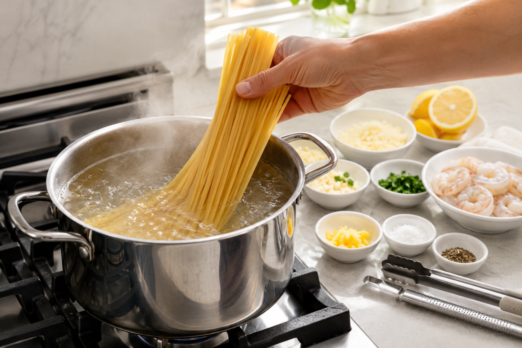 cook-linguine-for-creamy-lemon-garlic-shrimp-pasta.