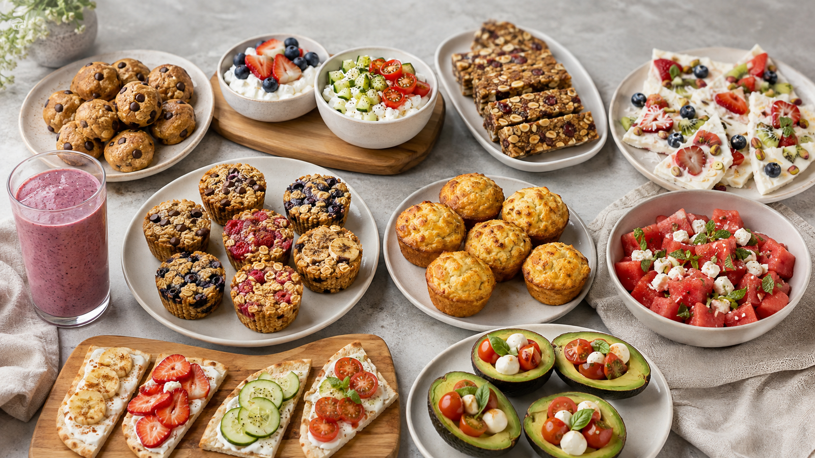 Collage of ten healthy after-school snacks kids can make