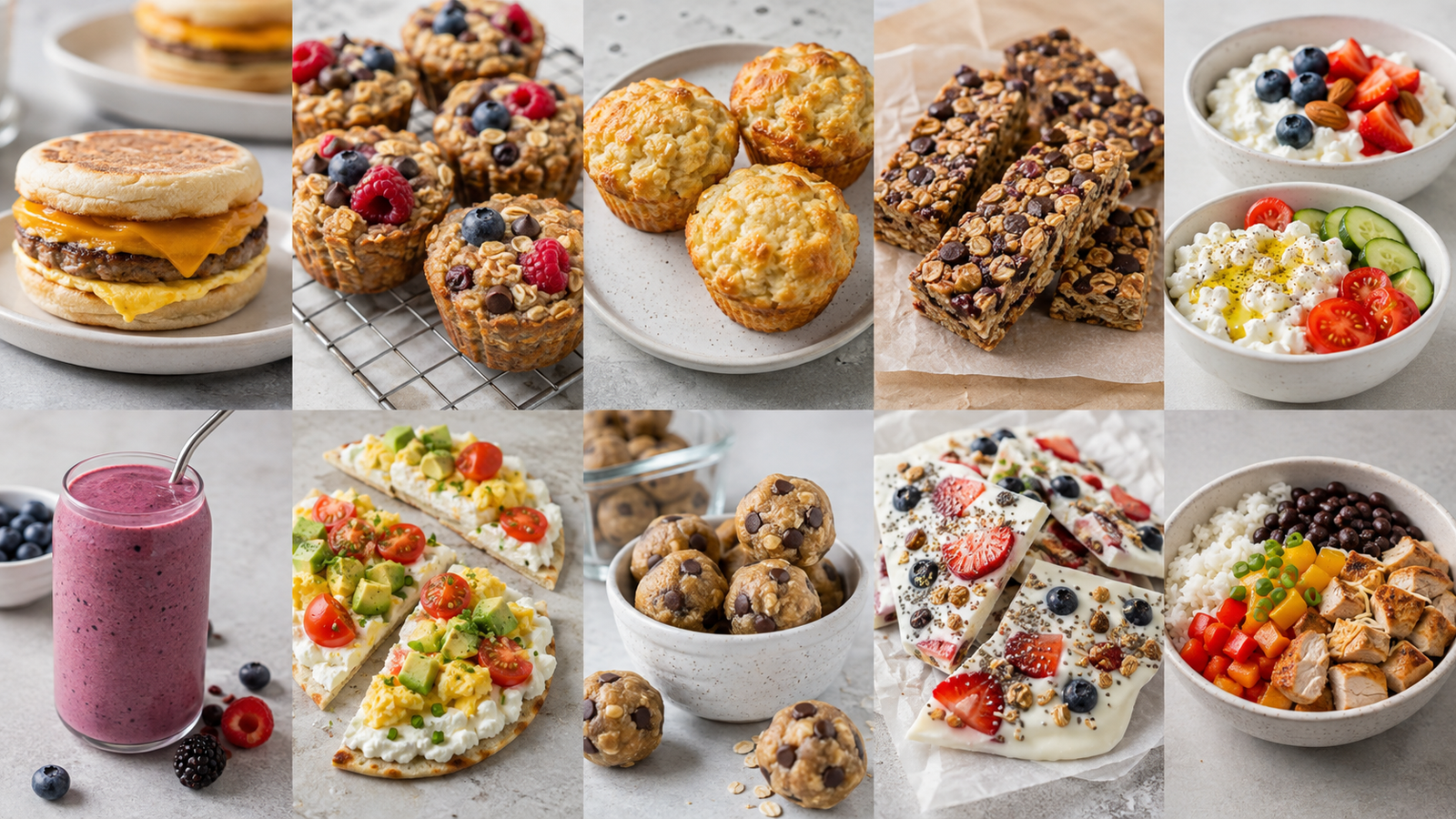 Collage of make-ahead back-to-school breakfasts for busy mornings