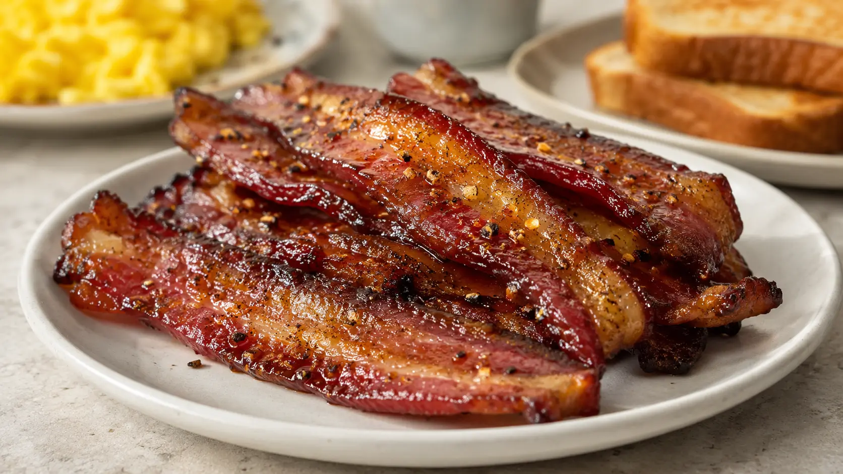 Sweet and Spicy Million-Dollar Bacon with a glossy maple brown sugar coating and crisp edges